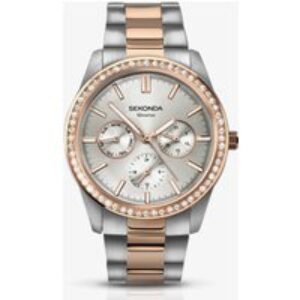 Sekonda Women Two Tone Silver Tone Day Date Crystal Bracelet Watch 2162