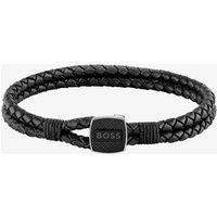 BOSS Seal Black Leather-based Braided Bracelet 1580047M - Image 2