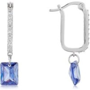 August Woods Silver Sapphire Crystal Hoop Earrings – Silver