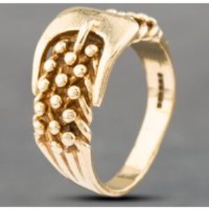 Pre-Owned 9ct Yellow Gold Three Row Keep Style Buckle Ring 41341646