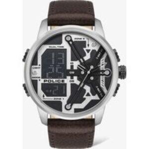 Police Mens Marsden Twin Show Leather-based Strap Watch 16106JS/02