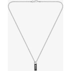 BOSS Mens Silver Kassy Emblem Logo Tag Necklace 1580677