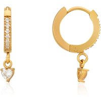 Over & Over Gold Stainless Metal Crystal Middle Huggie Earrings - Gold - Image 2