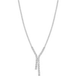 August Woods Silver Y Crystal Remark Necklace – Silver