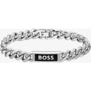 BOSS Mens Kassy Emblem Silver Logo Chain Bracelet  1580679M