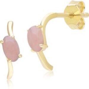 Vintage Oval Purple Opal Part Hoop Earrings in 9ct Yellow Gold