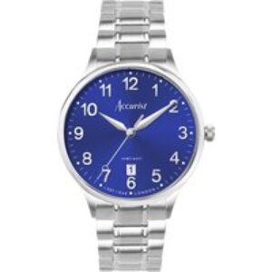 Accurist Males’s Vintage Windsor Blue Dial Silver Watch – Silver
