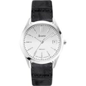 Accurist Unisex On a regular basis Silver Dial Black Leather-based Strap Watch – Silver