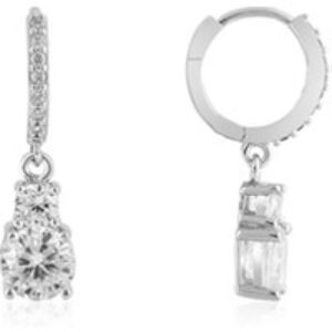 Argento Silver CZ Huggie Hoop Earrings – Silver