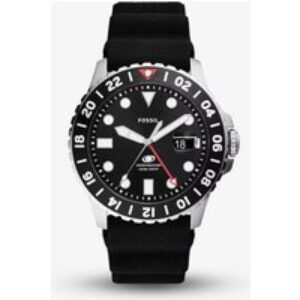 Fossil Blue Mens Black Sillicone GMT Watch FS6036