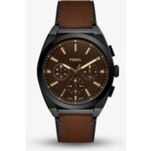 Fossil Mens Everett Brown Leather Strap Chronograph Watch FS6108