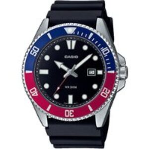 Casio Mens Stainless Metal Two Color Black Rubber Strap Diver Watch