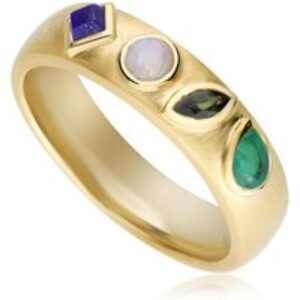 Coded Whispers Brushed Gold ‘Love’ Acrostic Gemstone Ring