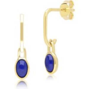 Classic Oval Lapis Lazuli Drop Earrings in 9ct Yellow Gold