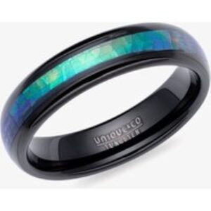 Distinctive Tungsten Carbide 6mm Black Abalone Shell Ring TUR-156-60