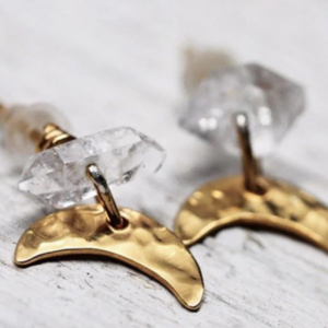 Herkimer Luna Studs in Gold Plated Brass