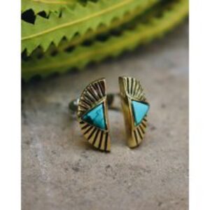 Shape Shift Ring in Silver Two Tone Brass Turquoise