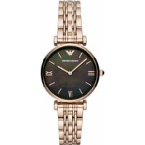 Emporio Armani AR11145 Gianni T-Bar Black Mother of Pearl Dial Ladies Watch