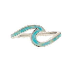 Enamel Wave Ring in Silver