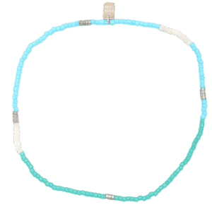 Mixed Seed Bead Silver Stretch Anklet in Seafoam Dream