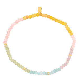 Ombre Rainbow Bead Stretch Anklet in Gold