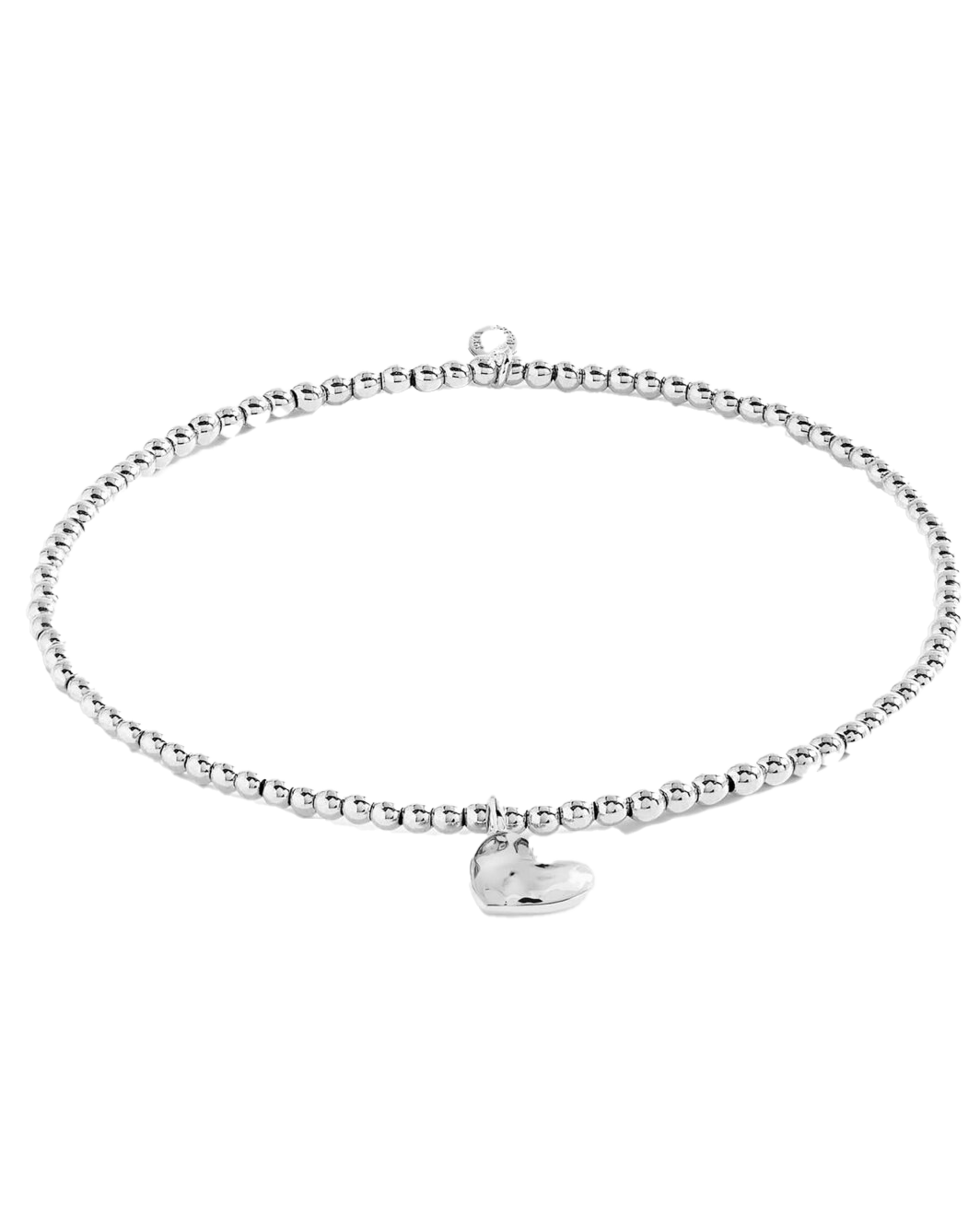 Hammered Heart Anklet in Silver
