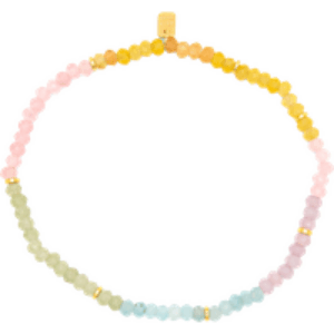 Ombre Rainbow Bead Stretch Anklet in Gold