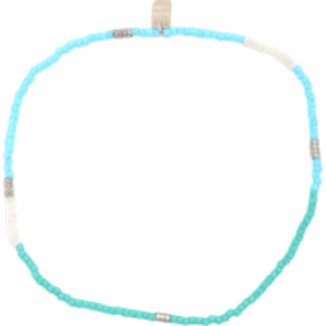 Mixed Seed Bead Silver Stretch Anklet in Seafoam Dream