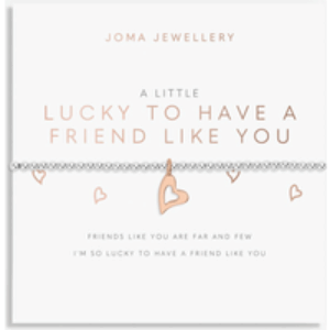 A Little ‘Lucky To Have A Friend Like You’ Bracelet in Silver And Rose Gold Plating