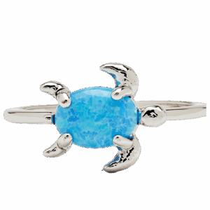 Opal Sea Turtle Ring in Silver