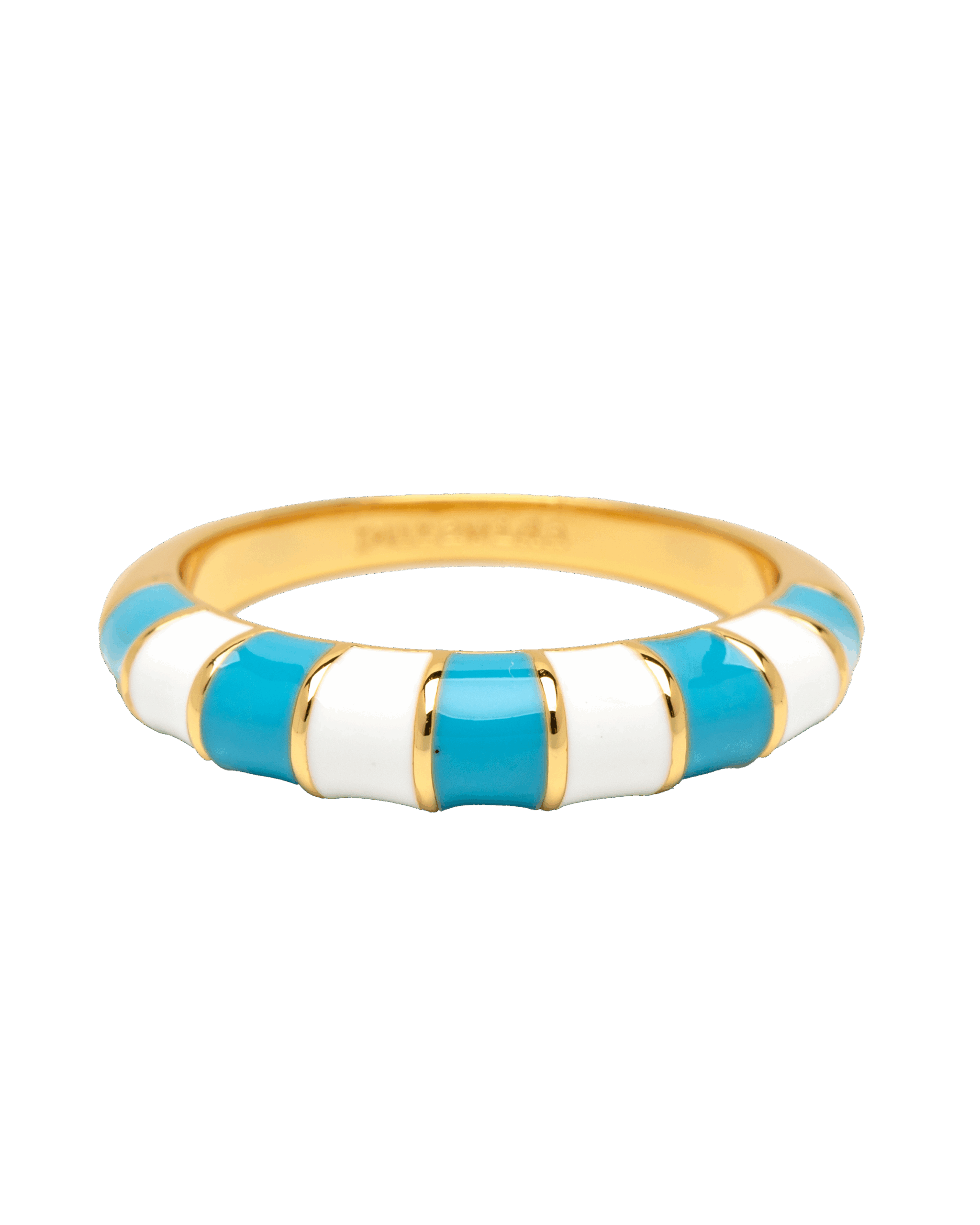 Striped Enamel Gold Ring in Blue & White