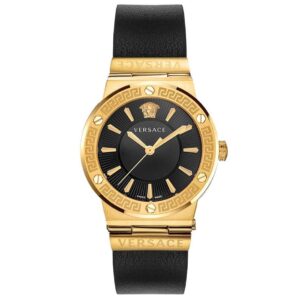 Versace VEVH00320 Greca Gold Black Leather Women’s Watch