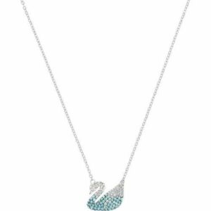 Swarovski 5512095 Crystal Iconic Swan Pendant, Blue, Rhodium Plated
