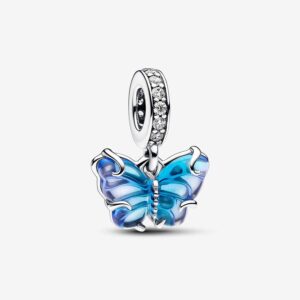 Pandora Blue Murano Glass Butterfly Dangle Charm