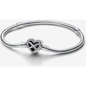 Pandora Moments Sparkling Infinity Heart Clasp Snake Chain Bracelet 19 cm