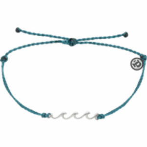 Delicate Wave Silver Bracelet in Mediterranean Green