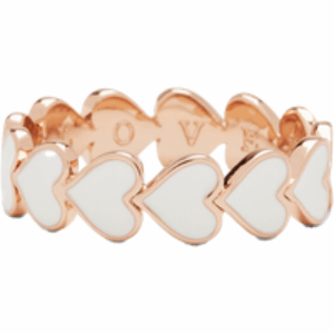 Love Enamel Heart Ring in Rose Gold