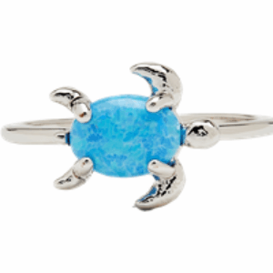 Opal Sea Turtle Ring in Silver