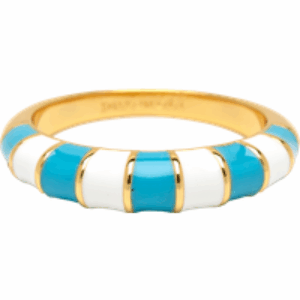 Striped Enamel Gold Ring in Blue & White