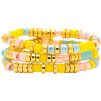 Mixed Seed Bead Gold Stretch Ring (3 Pack) in Sunset Beach - Image 2