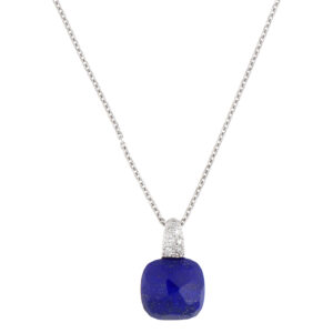 Vintage Pomellato Capri Lapis Lazuli and Diamond Necklace in White Gold