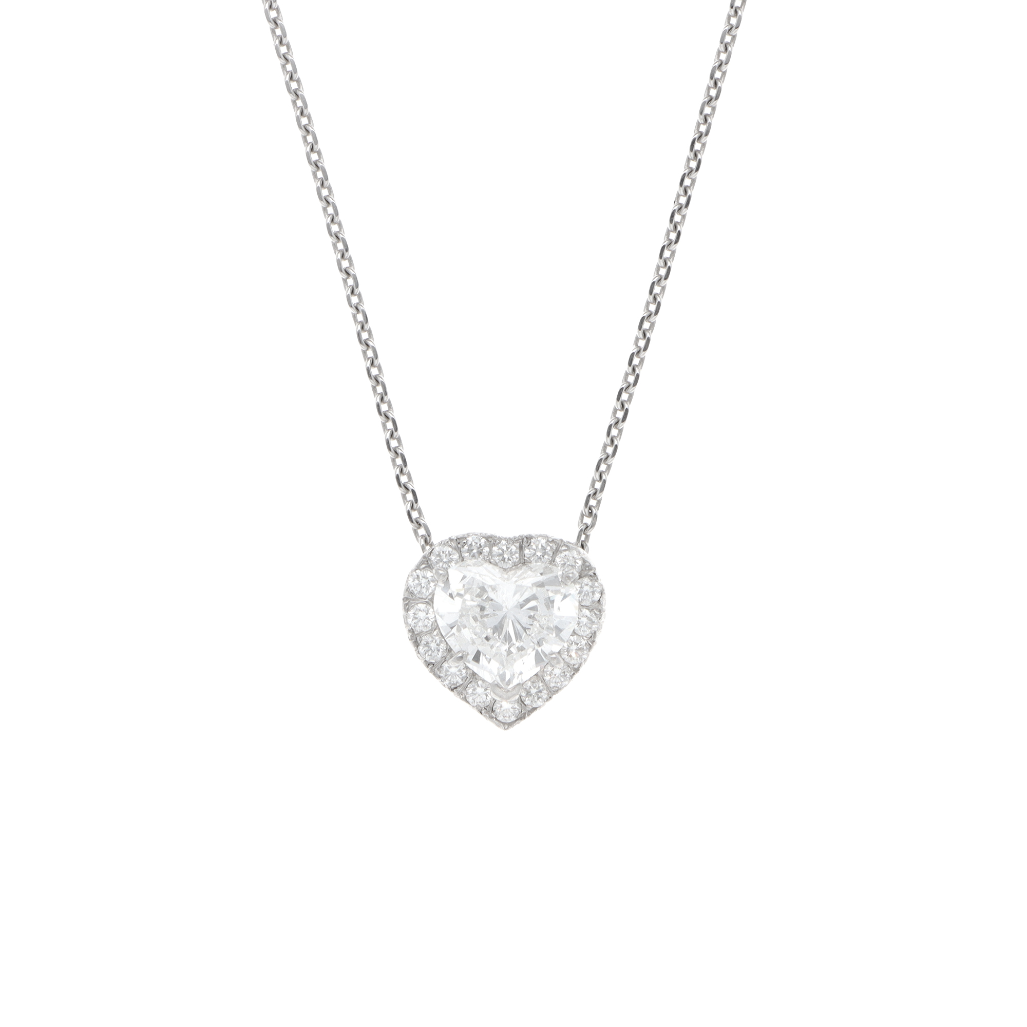 Vintage 1994 Graff GIA Certified 2.15ct Heart Diamond Cluster Necklace