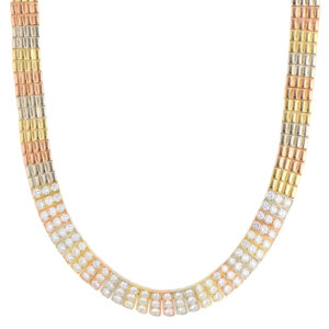 Vintage 1960s Rare Van Cleef & Arpels Four-Row Brick Link Diamond Necklace