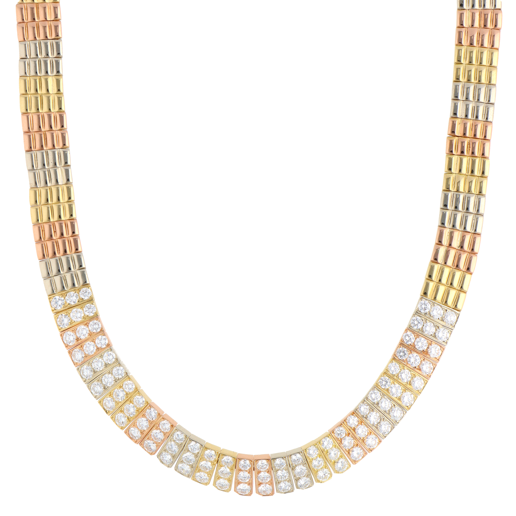 Vintage 1960s Rare Van Cleef & Arpels Four-Row Brick Link Diamond Necklace