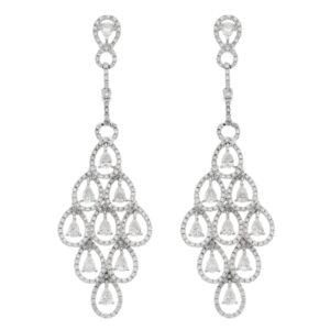 Vintage Diamond Chandelier Drop Earrings in White Gold