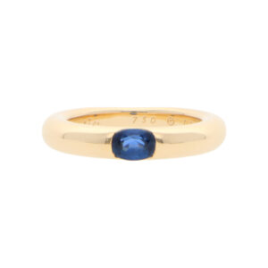 Vintage 1992 Cartier Ellipse Sapphire Ring in Yellow Gold