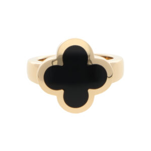 Vintage Van Cleef & Arpels Pure Alhambra Onyx Ring in Yellow Gold