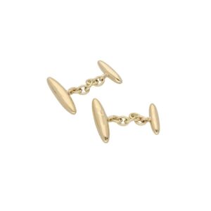 9k plain gold chain link cufflinks