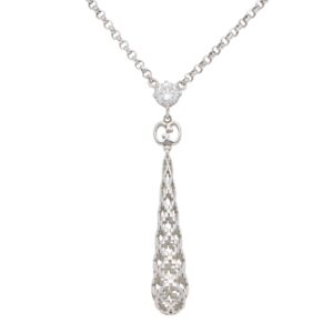 Vintage Gucci Diamantissima Diamond Drop Pendant Necklace