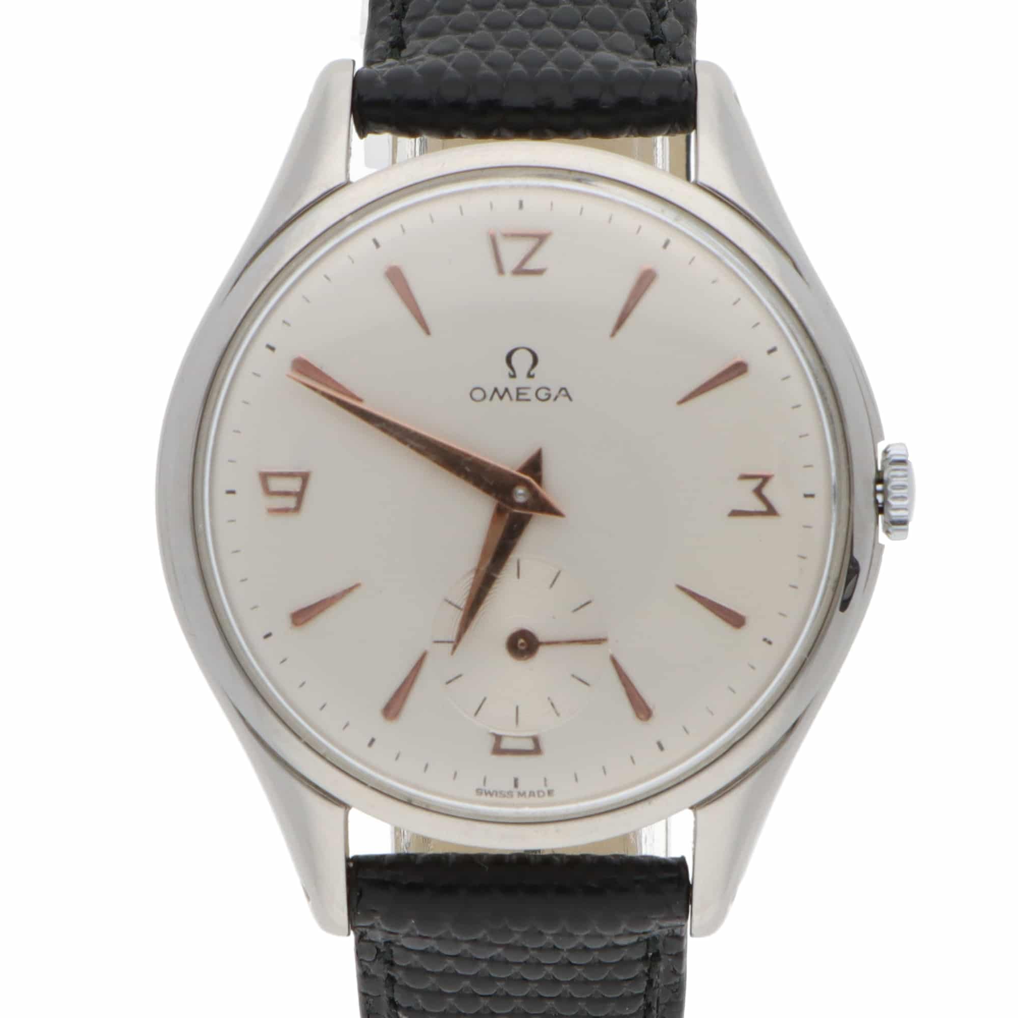 Vintage 1950 Omega Jumbo stainless steel explorer dial 38mm